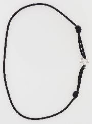Bracelet Cordon Noir & Croix en Argent