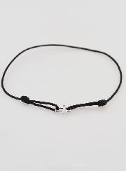 Bracelet Cordon Noir & Croix en Argent