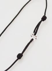 Bracelet Cordon Noir & Croix en Argent