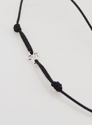 Bracelet Cordon Noir & Croix en Argent