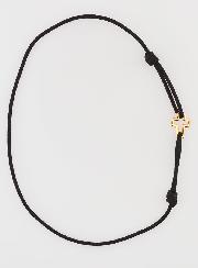 Bracelet Cordon Noir & Croix en Plaqué Or
