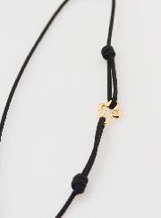 Bracelet Cordon Noir & Croix en Plaqué Or