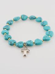 Bracelet Grain Coeur - Turquoise & Croix