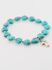 Bracelet Grain Coeur - Turquoise & Croix