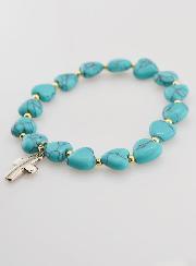 Bracelet Grain Coeur - Turquoise & Croix