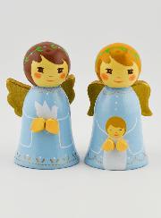Crèche de Noël - Anges Bleus Enfant & Colombe