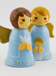 Crèche de Noël - Anges Bleus Enfant & Colombe