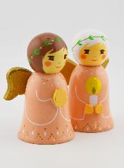 Crèche de Noël - Anges Roses Prière & Bougie