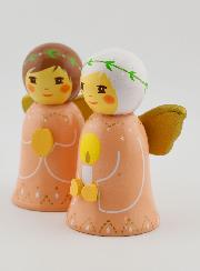 Crèche de Noël - Anges Roses Prière & Bougie