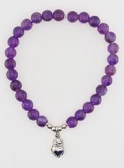 Bracelet Religieux en Pierre d'Améthyste 6mm & Coeur Sacré