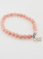 Bracelet en Pierres Naturelles d'Opale Rose 6mm - Papillon & Croix