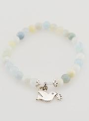 Bracelet Religieux en Pierres Naturelles d'Aigue Marine & Esprit Saint