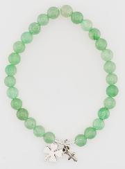 Bracelet Religieux en Pierre Naturelle d'Aventurine 6mm - Trèfle & Croix