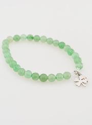 Bracelet Religieux en Pierre Naturelle d'Aventurine 6mm - Trèfle & Croix
