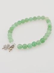 Bracelet Religieux en Pierre Naturelle d'Aventurine 6mm - Trèfle & Croix