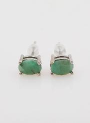 Boucles d'Oreilles Solitaire - Emeraude AAA