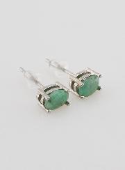 Boucles d'Oreilles Solitaire - Emeraude AAA