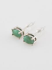 Boucles d'Oreilles Solitaire - Emeraude AAA