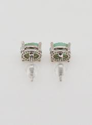 Boucles d'Oreilles Solitaire - Emeraude AAA