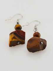 Boucles d'Oreilles Oeil de Tigre Brut
