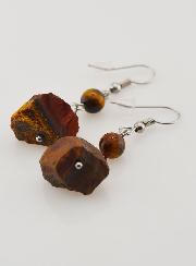 Boucles d'Oreilles Oeil de Tigre Brut