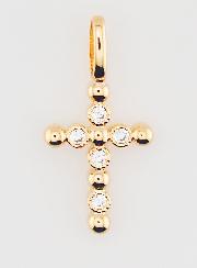 Pendentif Croix Plaqué Or & Zircons - 15mm
