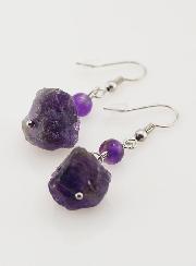Boucles d'Oreilles en Pierre d'Améthyste