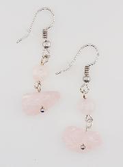 Boucles d'Oreilles en Pierre de Quartz Rose