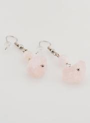 Boucles d'Oreilles en Pierre de Quartz Rose