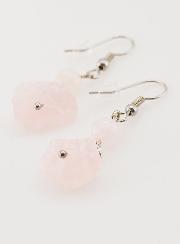 Boucles d'Oreilles en Pierre de Quartz Rose