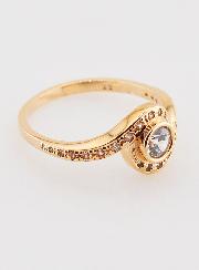 Bague Spirale Plaqué Or 18k & Zircons Taille 56