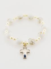 Bracelet Religieux Enfant & Croix - Blanc