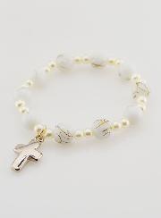 Bracelet Religieux Enfant & Croix - Blanc