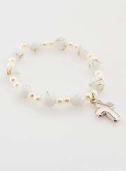 Bracelet Religieux Enfant & Croix - Blanc