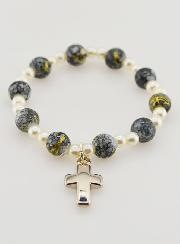 Bracelet Religieux Enfant & Croix - Gris