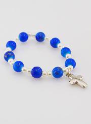 Bracelet Religieux Enfant & Croix - Bleu Foncé