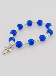 Bracelet Religieux Enfant & Croix - Bleu Foncé