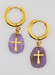 Boucles d'Oreilles Améthyste & Croix