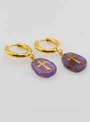 Boucles d'Oreilles Améthyste & Croix