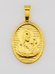 Médaille Vierge à l'Enfant en Inox Doré - 21mm