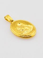 Médaille Vierge à l'Enfant en Inox Doré - 21mm