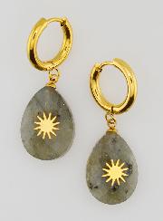 Boucles d'Oreilles Labradorite Facetté et Soleil
