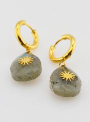 Boucles d'Oreilles Labradorite Facetté et Soleil