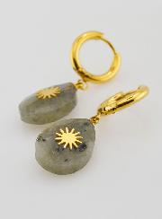 Boucles d'Oreilles Labradorite Facetté et Soleil