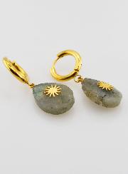 Boucles d'Oreilles Labradorite Facetté et Soleil