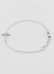 Bracelet Religieux en Argent Massif Rhodié - Croix & Zircons