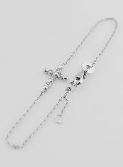 Bracelet Religieux en Argent Massif Rhodié - Croix & Zircons