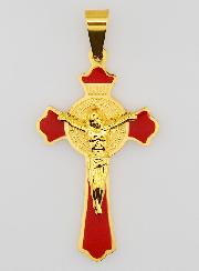 Pendentif Croix de Saint Benoît Emaillé - Rouge