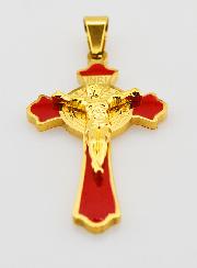 Pendentif Croix de Saint Benoît Emaillé - Rouge