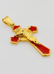 Pendentif Croix de Saint Benoît Emaillé - Rouge
